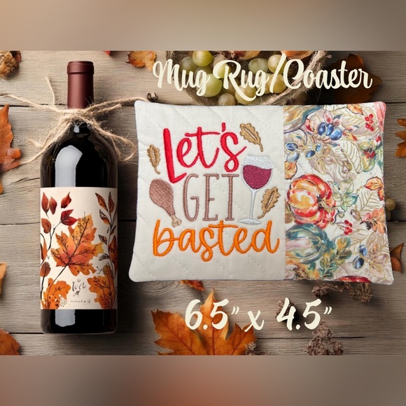 Hand Crafted Mug Rug Coaster Embroidered Cotton Fabric Padded Absorbs Liquid - Picture 5 of 5